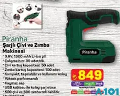 PİRANHA ŞARJLI ÇİVİ VE ZIMBA MAKİNESİ